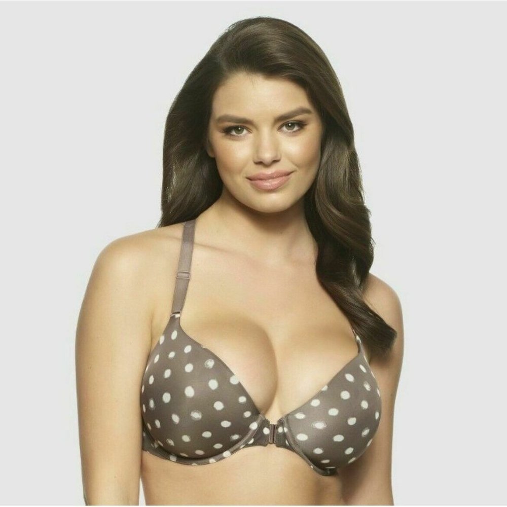 NWT Paramour Women's Abbie Front Close Racerback Bra, Mink